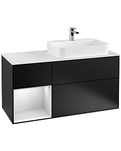 Villeroy und Boch Finion Villeroy und Boch Finion G391MTPD 120cm, cover plate white matt, Emotion, shelf left white matt lacquer, black matt lacquer